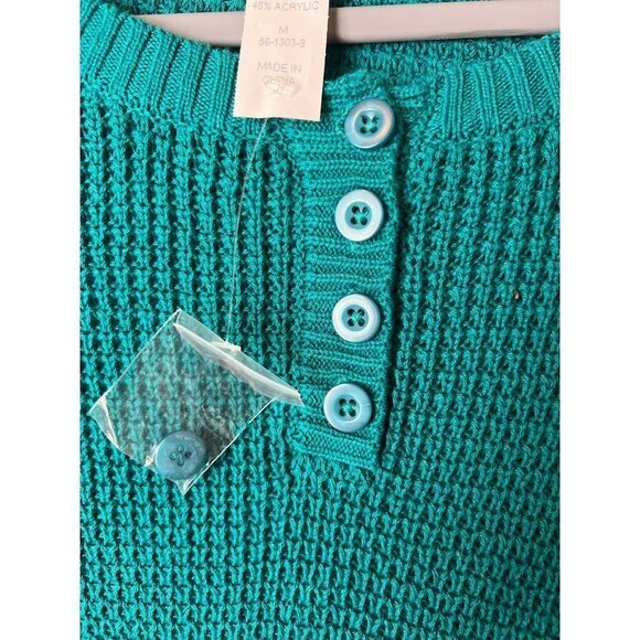 Woman Within Sz Medium Teal Waffle Knit Oversize Sweater - Picture 3 of 4